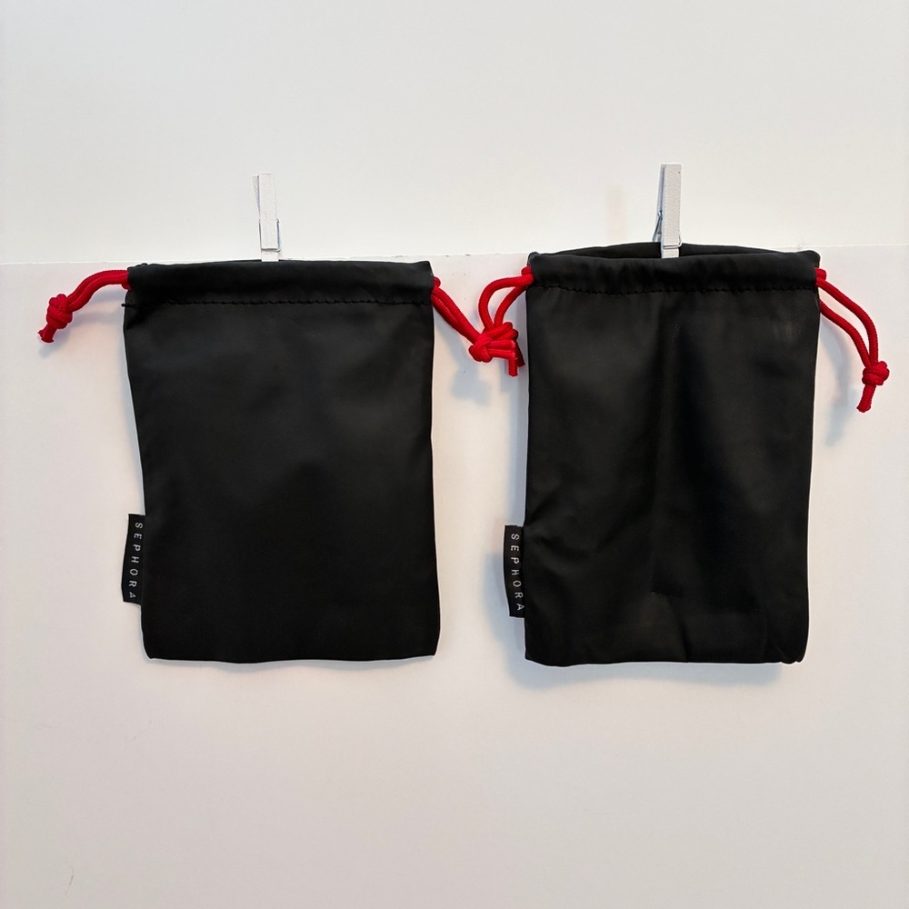 Sephora Collection Everyday Drawstring Makeup Travel Pouch Black Set of 2